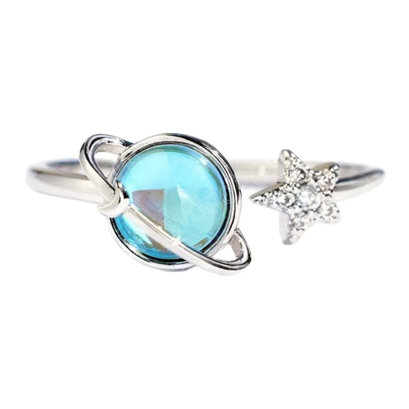 Anello girevole pianeta luna stella luna Pietra di luna Anello girevole regolabile decompressione dell'ansia regalo di gioielli da donna