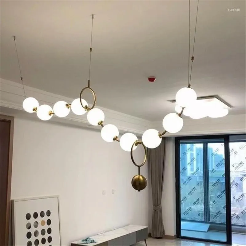 Pendant Lamps Modern Luxury LED Pearl Chandelier Minimalist Designer Magic Bean Light Living Room Bar Strip Background Wall Bedside