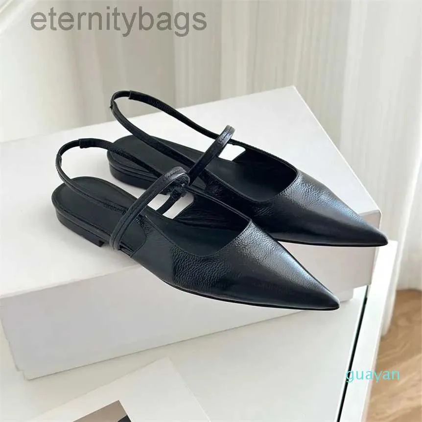 Toteme Designer hochhackige Sandalen Frauen spitze Schuhe professionelle formelle Schuhe Leder flacher Mund Rückengurt schwarz 0GYB