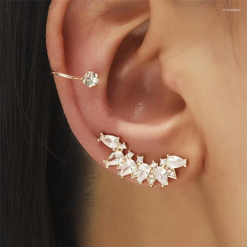 Backs Orecchini Modyle Crystal Star Leaf Flower Ear Cuff Set di clip in zircone geometrico per donna Uomo gioielli di tendenza orecchini di lusso