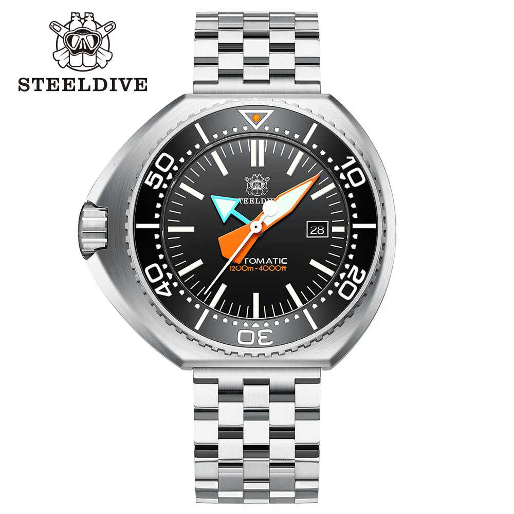 Andere Uhren STEELDIVE SD1985 Arrival 44MM Stahlgehäuse BGW9 Blau leuchtende NH35 Automatik-Keramiklünette 1000M wasserdichte Herren-Taucheruhr 230729