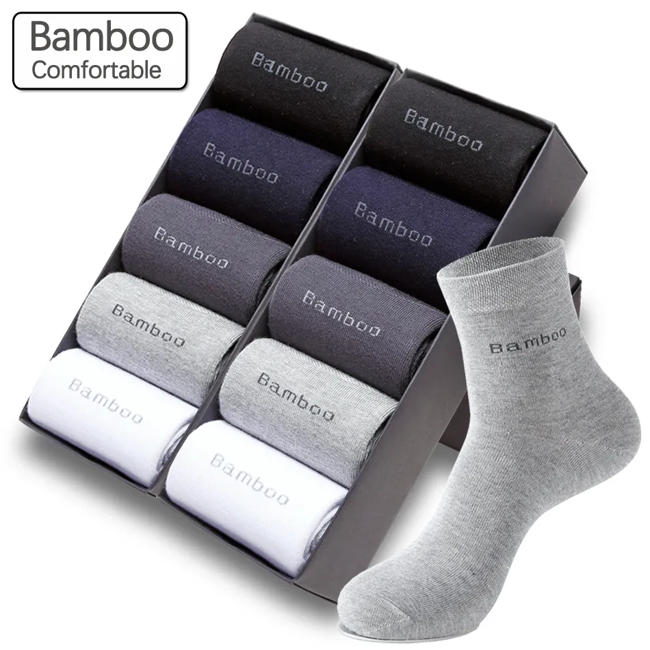 Mens Socks 10 Pairs Lot Bamboo Fiber Socks Men Casual Business AntiBacterial Breatheable Mens Crew Socks High Quality Sock 230729