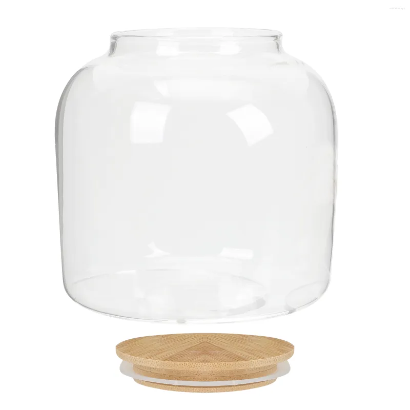 Storage Bottles Glass Tea Canister Large Jar Lid Jars Lids Canisters Bamboo Containers