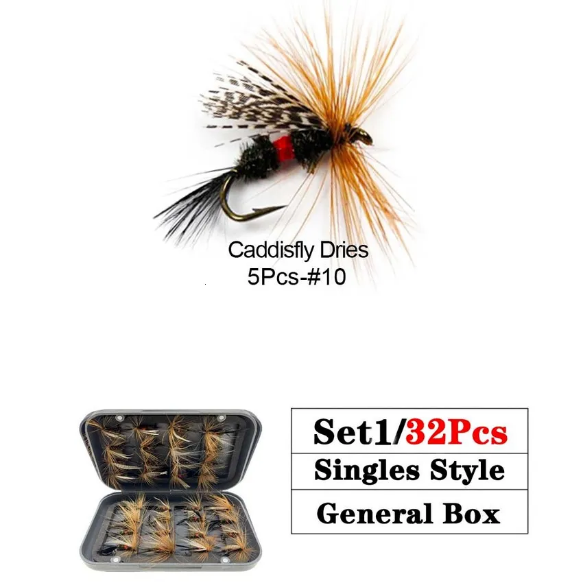 34pcs Assortiment Mouches À Pêche À Mouche Attachées À Main