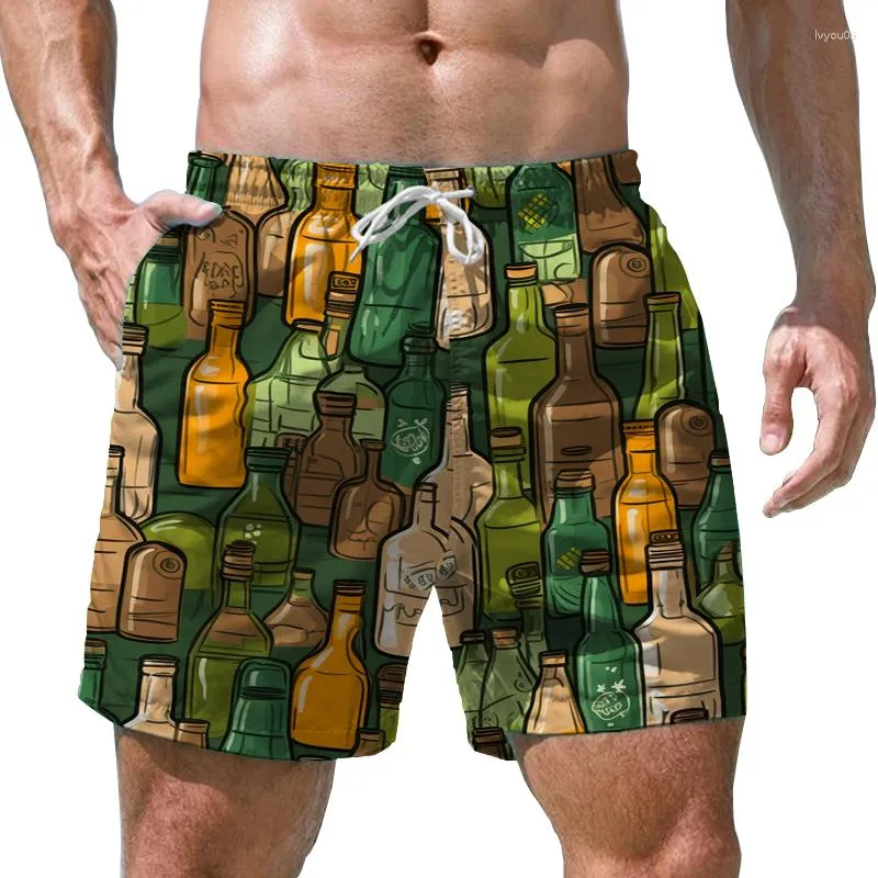 Herrshorts 2023 Summer -Selling Beach Surfing Loose Casual Fast Dry Short Pants Bottle 3D Printed