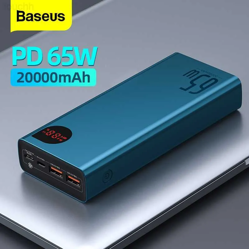 Банки питания мобильного телефона Baseus 65W Power Bank 20000MAH Portable зарядка мобильный телефон Внешний батарея PD QC 3.0 Зарядное устройство 22.5 Вт Poverbank 20000 L230728