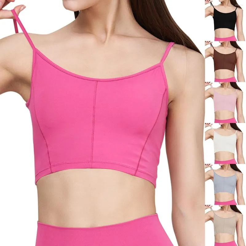 Femmes Shapers Yoga Soutien-Gorge Couleur Unie Haute Élastique Fixe Poitrine Pad Sports Matin Courir Gym Rembourré Soutiens-Gorge Navigation Chemise