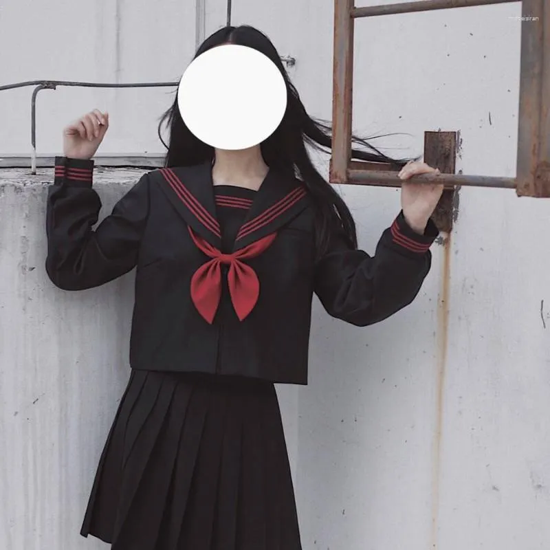 Clothing Sets Black Schoolgirl Uniform Japanese Class Navy Sailor School Uniforms Students Clothes For Girls Anime COS JK Suit