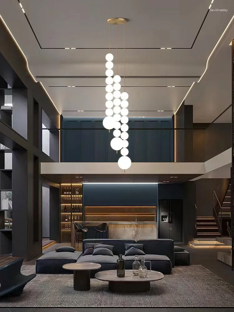 Chandeliers Modern 2023 Magic Bean LED 천장 모든 구리 흰색 공 광장 매달려 가벼운 가정 장식 서스펜션 램프 Lamparas