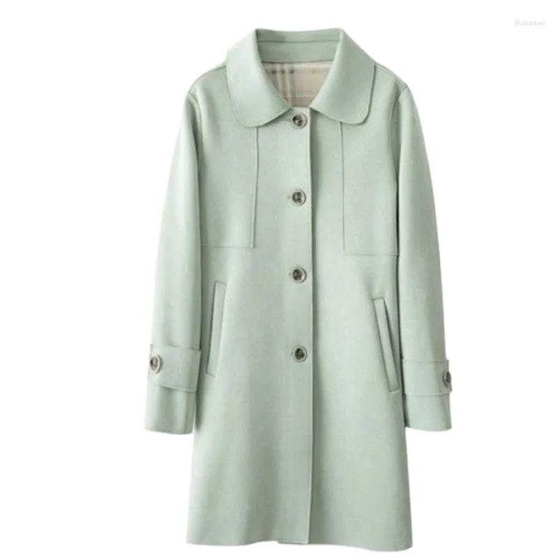 Women's Trench Coats Spring Autumn Mid-Long Windbreakers Women 2023 Loose Doll Collar Coat Pure Colour Single-Breasted Outerwear Female