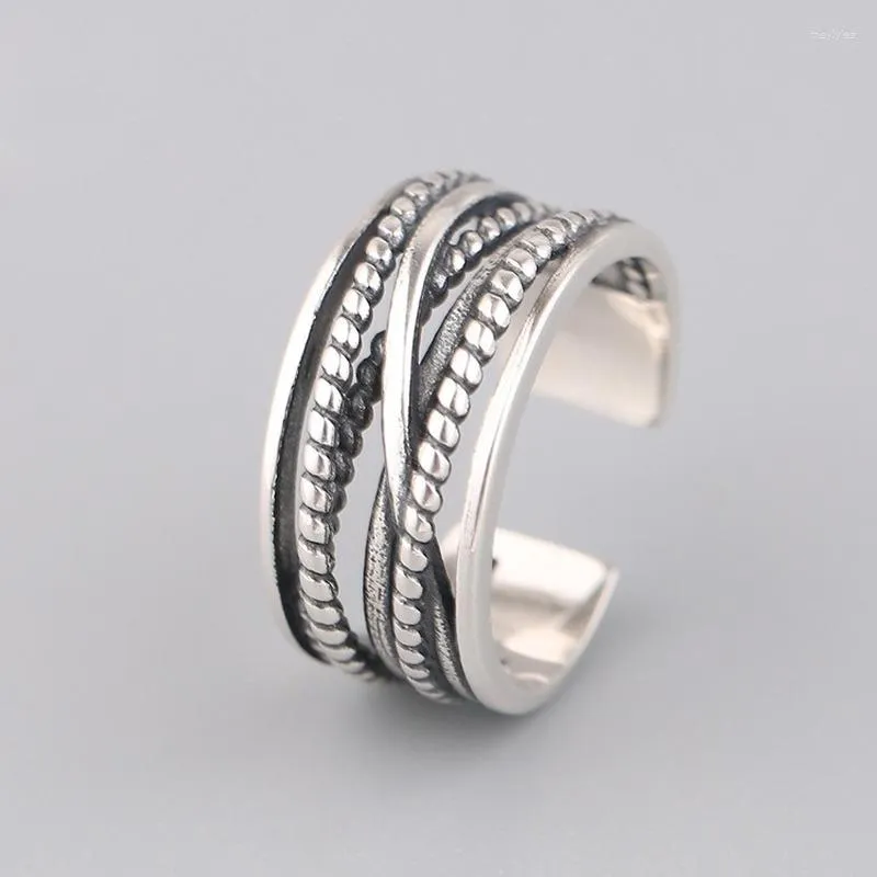 Cluster Rings Hoyon 925 Sterling Silver Color Ring for Men and Women Wedding Band Male Finger Multilayer Winding Jewelry Birthday Present