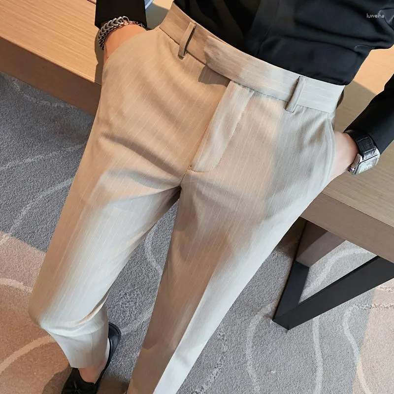 Männer Anzüge 2023 Britischen Einfarbig Streifen Slim Fit Anzug Hosen Business Casual Einfache Hohe Qualität Sozialen Hochzeit Kleid party