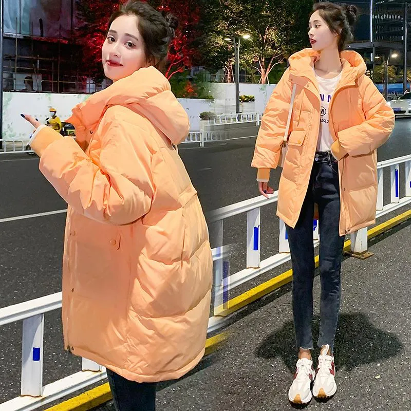 Women's Down Winter Junior High School Students Long Padded Jacket Clothing Coat Loose Hooded Parkas Girls Overcoats D798