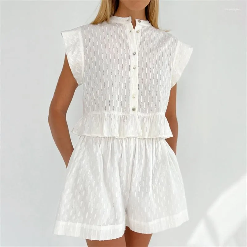 エスニック服ヨーロッパ系アメリカ人の女の子の衣装夏のジャクアードコットンショートスリーブホワイトシャツトップショーツセットアフリカンナイジェリア