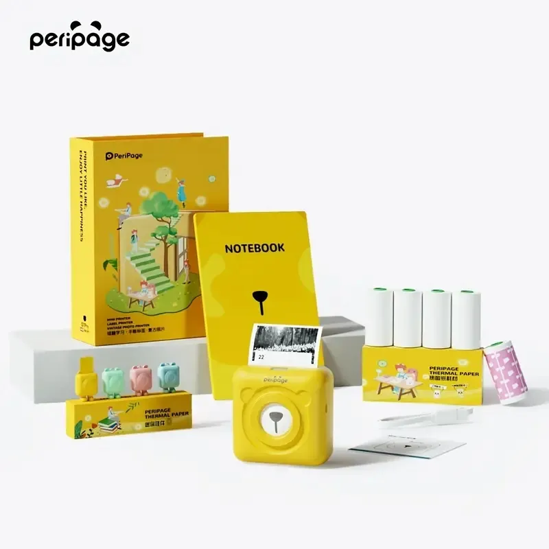 Peripage A6 Mini Printer Gift Box Mini Bluetoothポータブルサーマルプリンターポケットワイヤレスラベルスティッキーノートステッカースマートフォン写真プリンターBluetooth