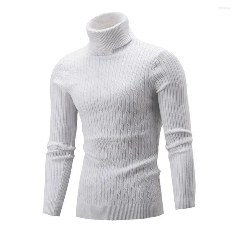 Męskie swetry zimowe swobodne szczupły golf sweter ciepłe topy z długim rękawem dzika