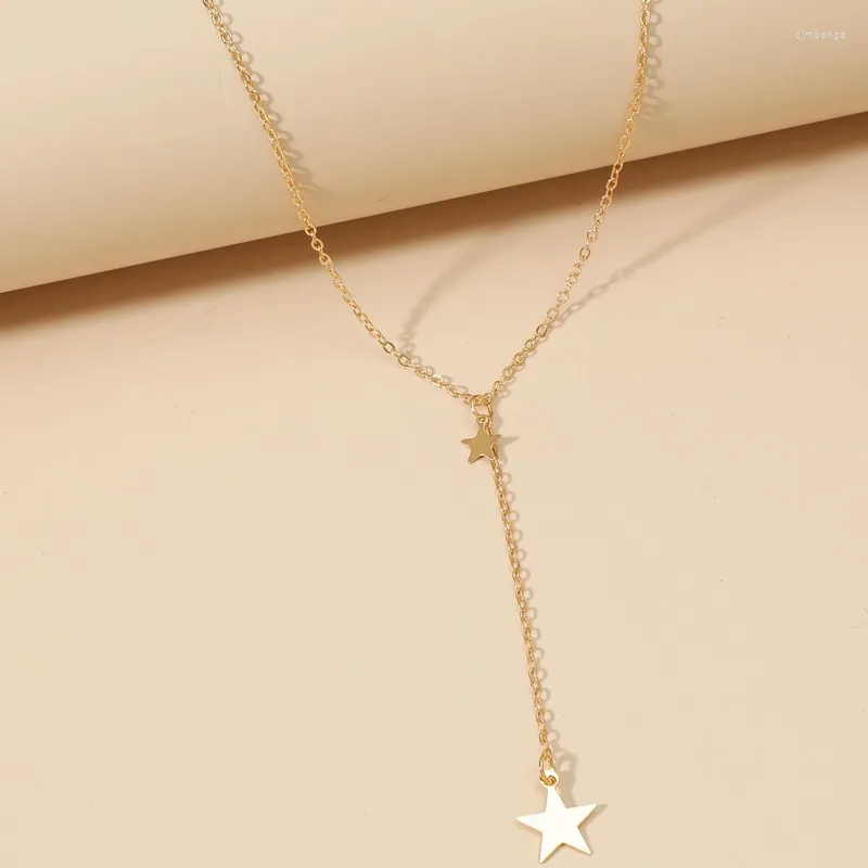 Pendant Necklaces Woman Pentagram Necklace Women Tassel Chain Lovers Jewelry Wedding Gold Color Trendy Kpop Party Metal Collier