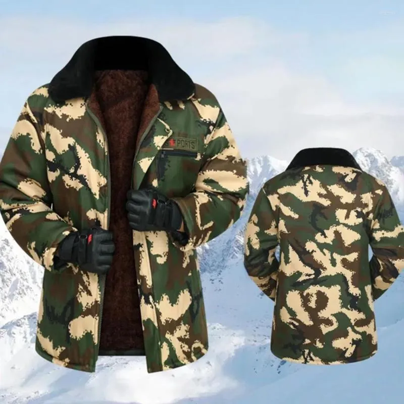 Jaquetas masculinas elegantes à prova de vento para todos os jogos masculinas de inverno padrão de camuflagem jaqueta de algodão roupas justas sobretudo para escola