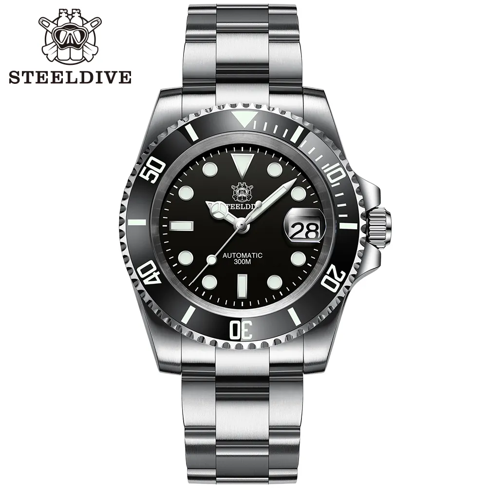 Relógios de pulso SD1953 Vendendo bisel de cerâmica 41 mm Steeldive 30ATM resistente à água NH35 relógio de mergulho masculino automático Reloj 230729