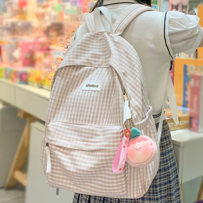 学校のバッグレディーかわいいラップトップ格子縞のファッションティーン女性旅行帳バッグ学生トレンディな女性格子大学バックパックガールレジャー230729