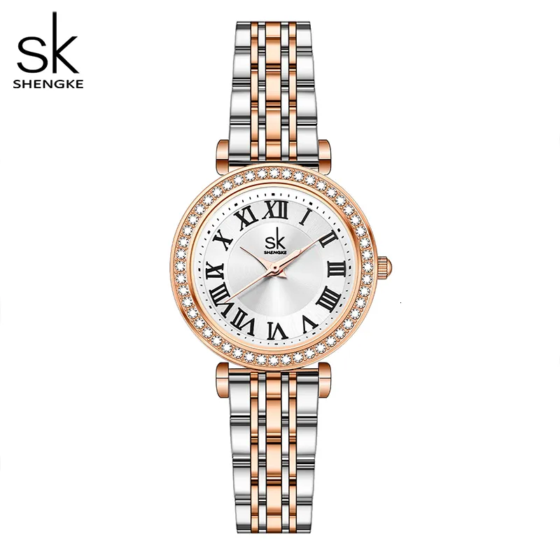 Relógios de pulso Shengke Top Brand Relógio Feminino de Luxo Material Aço Inoxidável Relógios Femininos Relógios de Diamante Relogio Feminino 230729