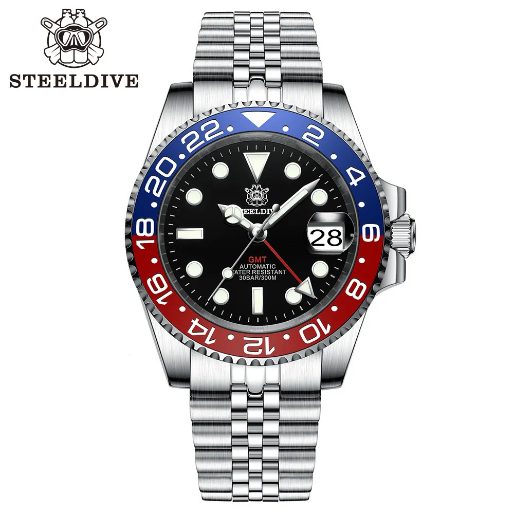 Other Watches NH34 Movement Watch 2023 Four Hands G M T STEELDIVE 41MM SD1993 C3 Super Luminous 300M Waterproof Mens Dive Timepiece 230729