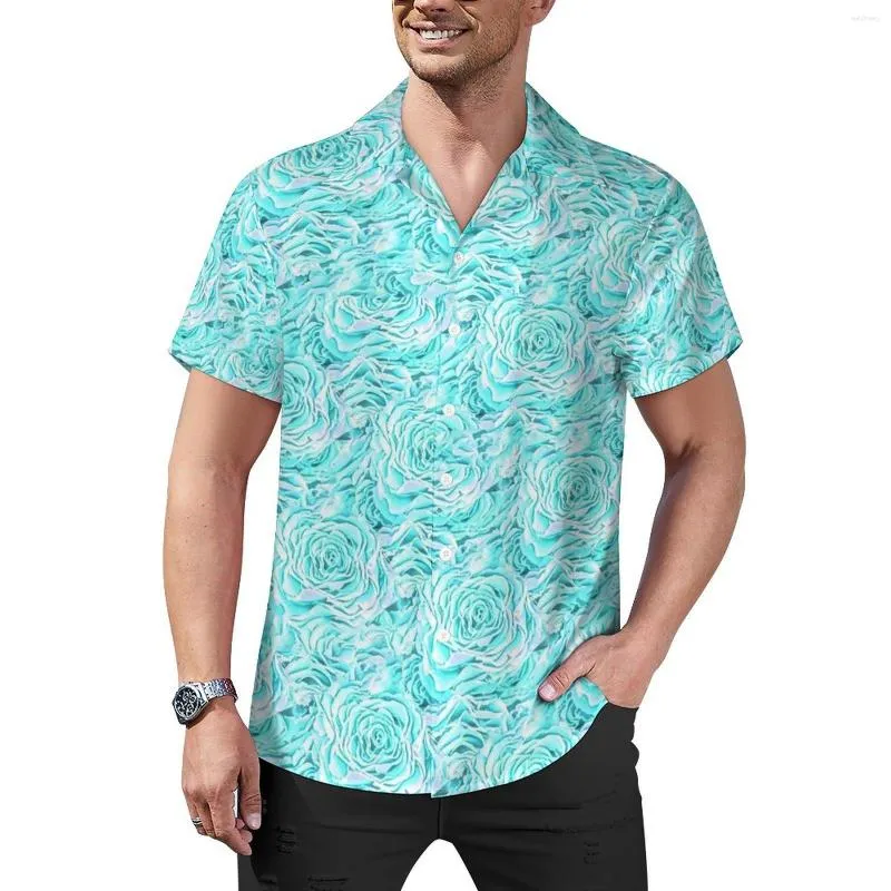 Camisas casuais masculinas rosas aquáticas abstratas com estampa de flores camisa de praia verão moda blusas masculinas gráficas tamanho grande 3XL 4XL