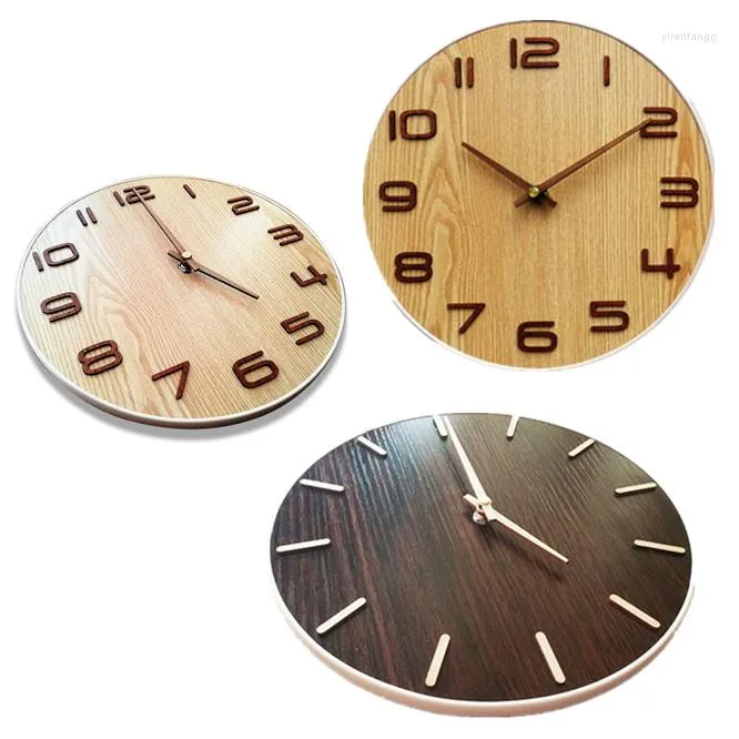 Wandklokken Vintage Clock 12inch Multicolor vaste houten horloge stil