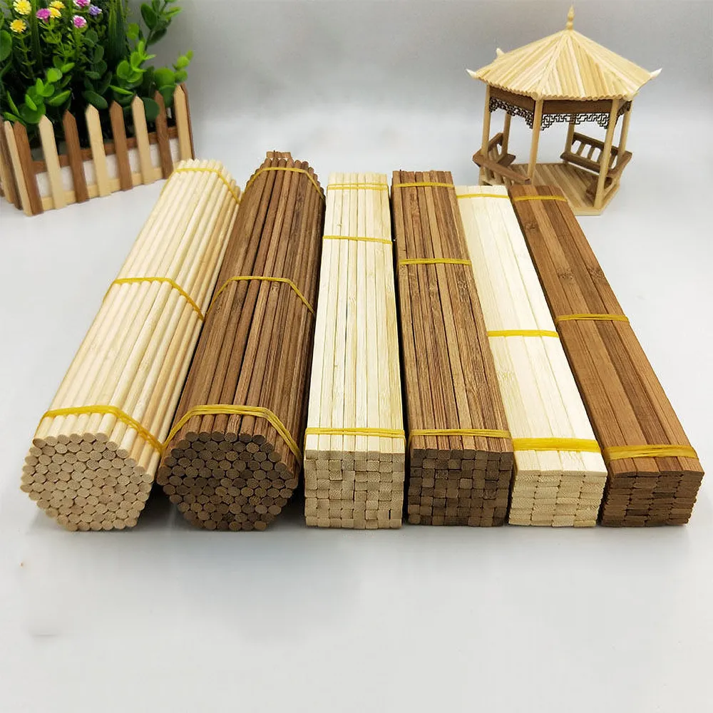 Dekorativa blommor kransar 50st multisize runda fyrkantiga bambu pinnar diy handplan gör modelleringsmaterial handgjorda byggnadsmodell material 30 cm lång 230729