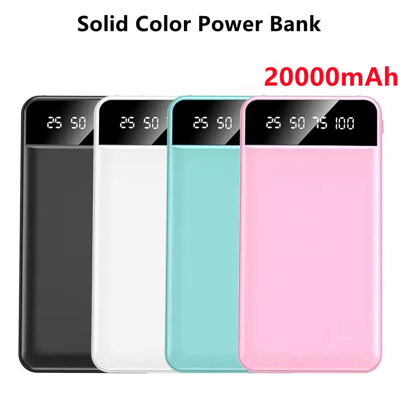 30000 mAh Power Banks ultradünn 2 USB-Anschlüsse Externes Ladegerät Power Bank für Xiaomi iPhone mit LED-Licht Promotion