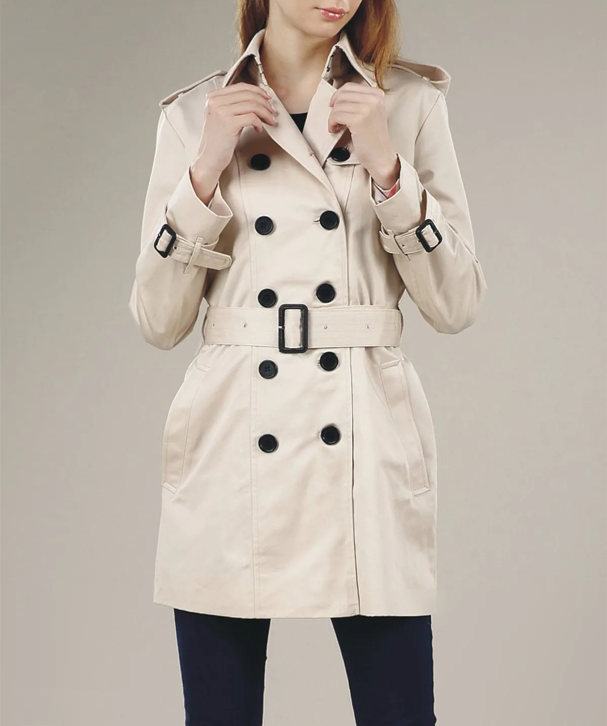 Kvinnors dike rockar kvinnor mode märke vindbrytare England Middle Long Trench Coat/Högkvalitativ dubbelbröst för S-XXL Temperament Womens