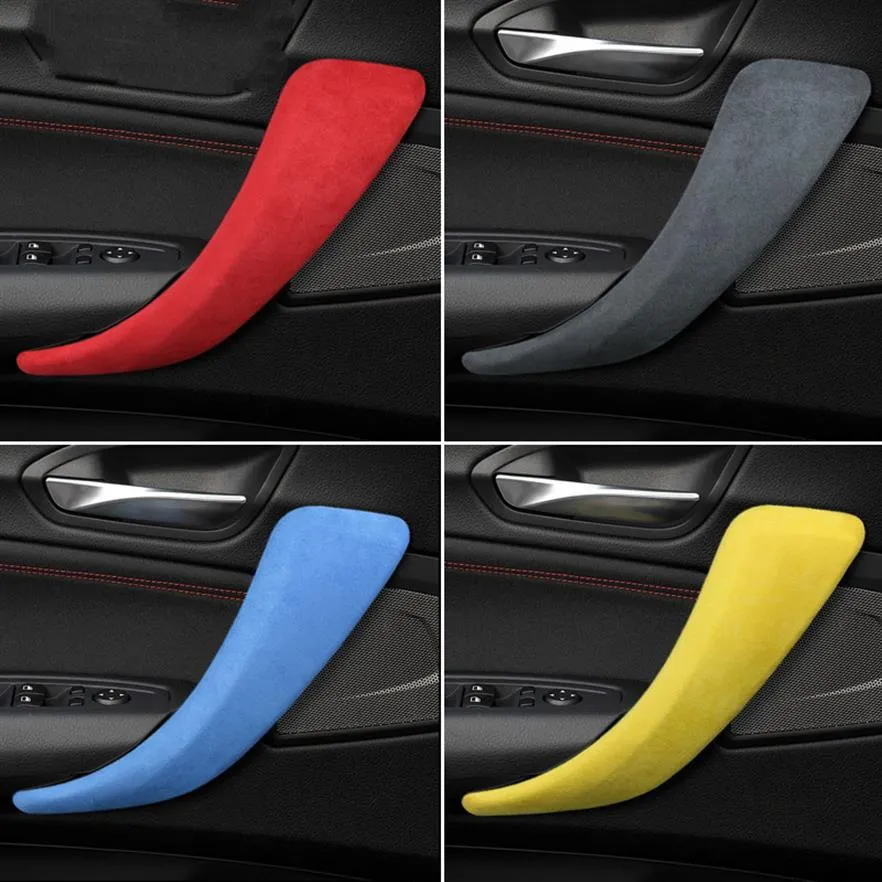 Alcantara 랩 자동차 인테리어 도어 도어 팔걸이 패널 커버 도어 핸들 BMW F21 F22 F23 2012-2019 1 시리즈 액세서리 1866