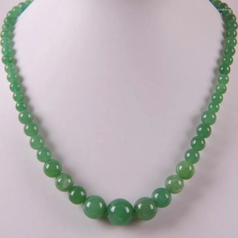 Kedjor Green Aventurine tog examen Runda pärlor halsband 18 tum smycken F201