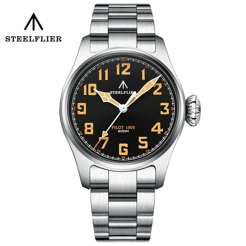 Kol saatleri Steelflier Resmi SF740V Quartz Pilot Serisi Swiss C3 Aydınlık 200m Su Geçirmez VH31 Hareket Erkek Moda İş Saati 230729