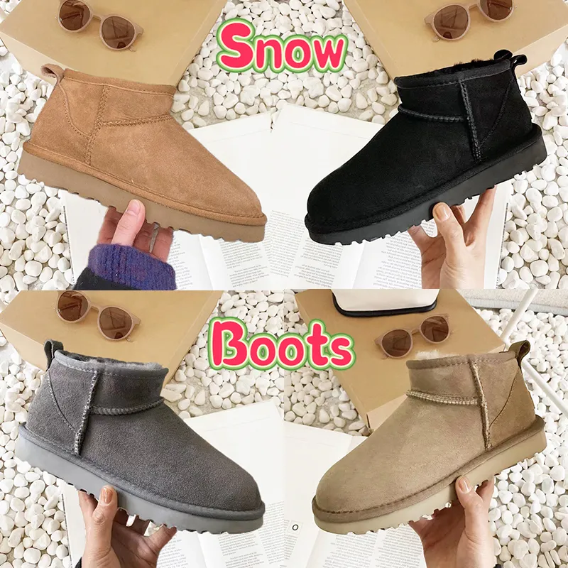 Luxe Australië snowboots Classic Ultra Mini Boot Tazz Suede Disquette Shearling platform Slippers Kastanje winter Ankle suggereerde booties heren dames slide