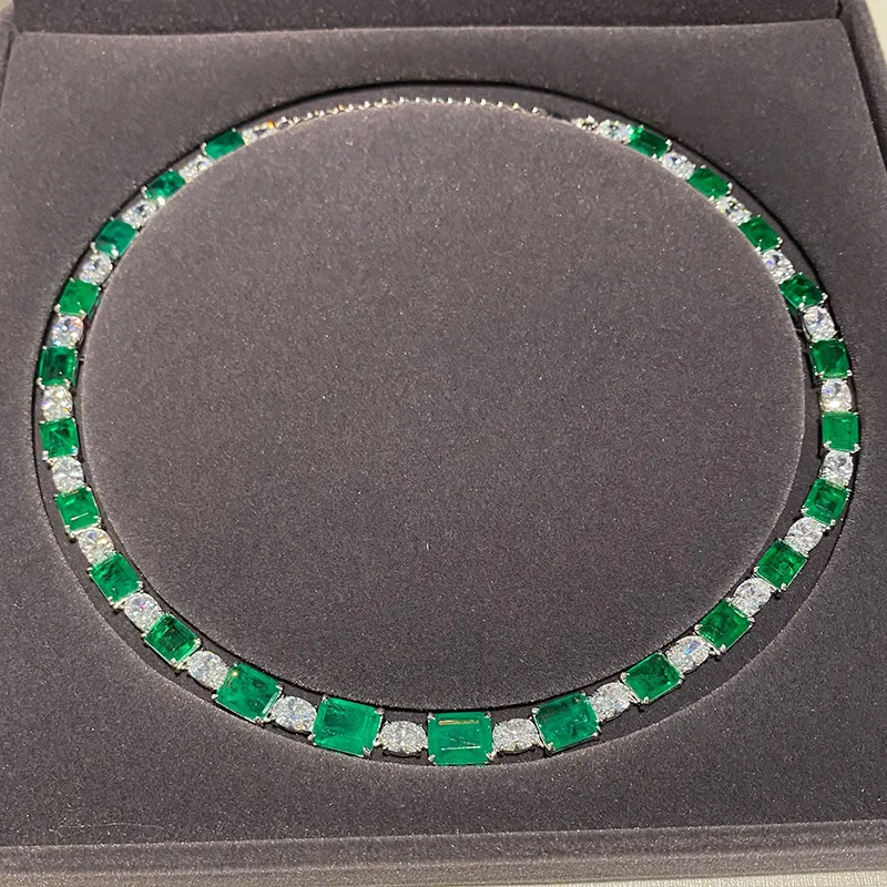 Strands Strings QTT Vintage Charm Luxury 925 Sterling Silver Columbia Emerald Collar para Mujeres Banquet Party Gargantillas Joyería Fina Regalo 230729