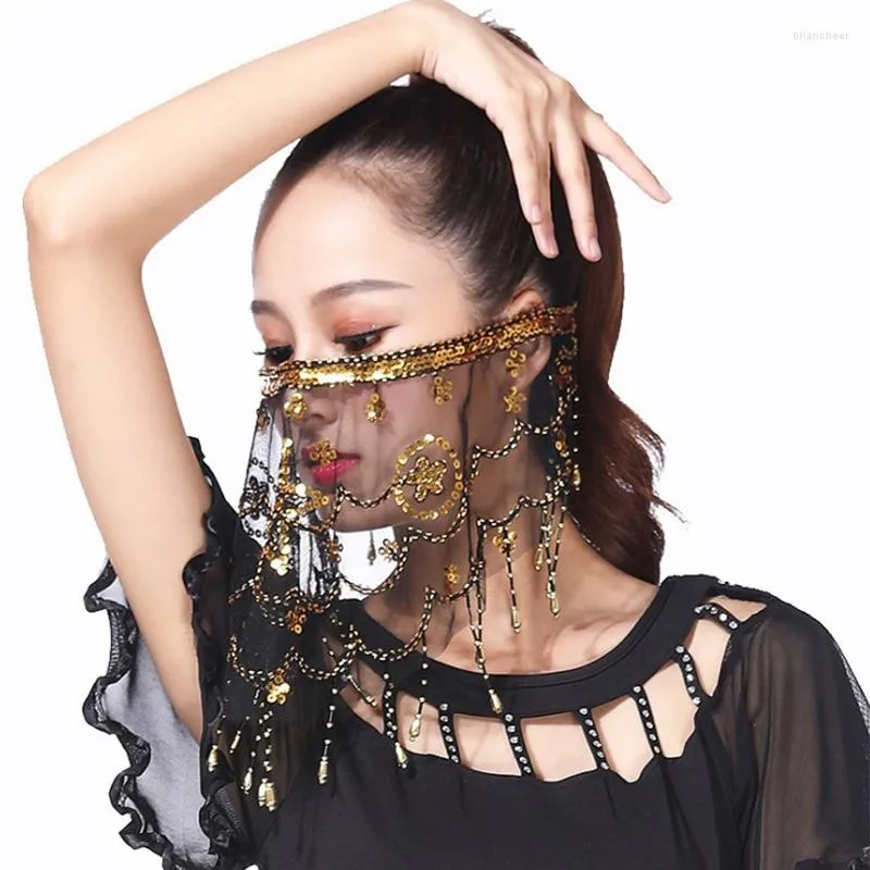 Stage Wear Belly Dance Adult Children's Veil Plum Sequins Accessories Live Show Prop Mask Scarf
