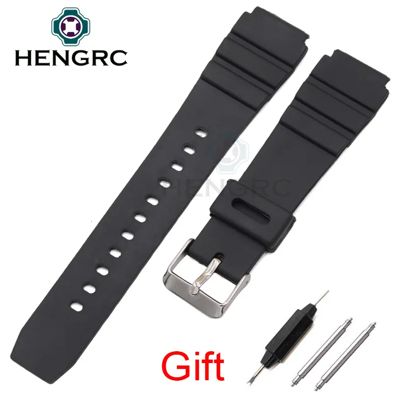 Watch Bands Silicone Watchbands 18 20 22mm Men Black Sports Diving Rubber Watch Strap Silver Stainless Steel Buckle 230729