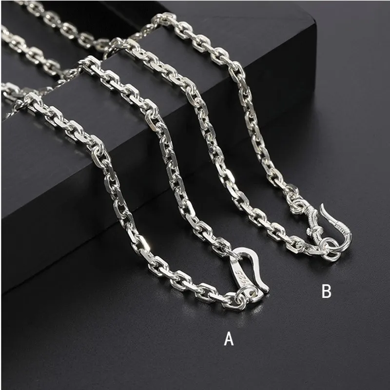 Strängar strängar Bocai Real Pure S925 Silver Man and Woman Halsband Fashion Car Flower Cross 2 1mm 4mm Retro Long Sweater Chain 230729