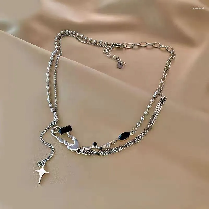 Choker Y2K KPOP Goth Star Pin Tassel Necklace Clavicleチェーンネックレス