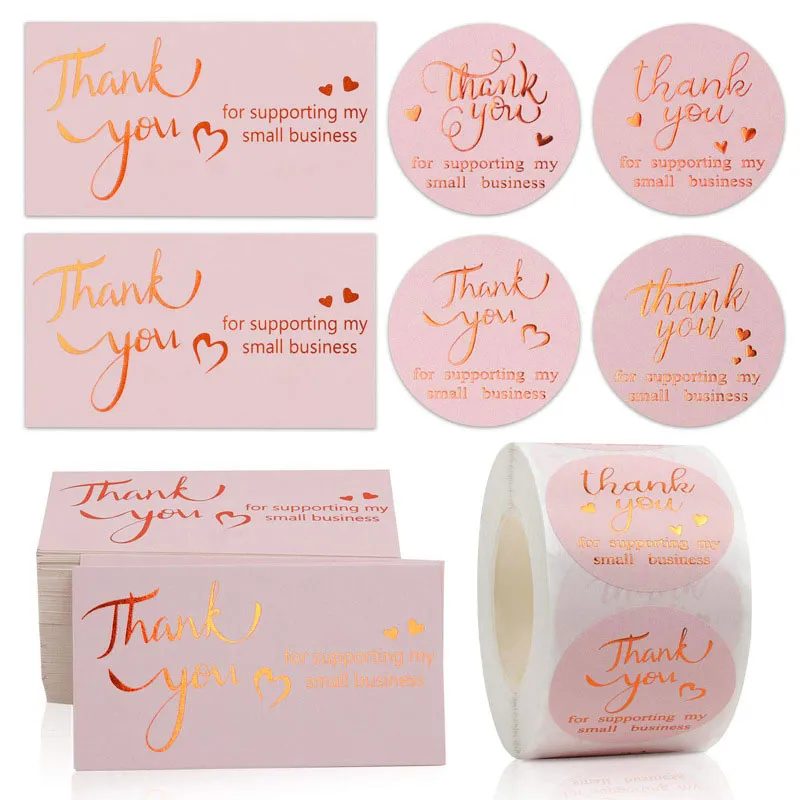 Thank You Colorful Paper Business Adhesive Stickers Bag Box Baking Shop Label Decor Cards Envelope Office Supplies