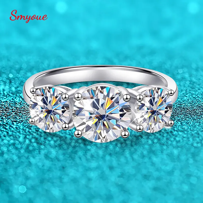 Bröllopsringar Smyoue White Gold 42CT RING FÖR KVINNOR FLOPPLING LAB GROWN DIAMOND BRIGHT BAND S925 Solid Silver Jewelry Wholesale 230729