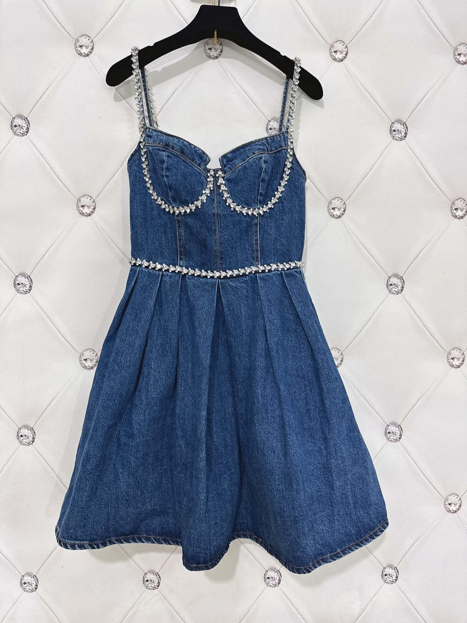 white christmas dresses Studded Western Buckle Stretch Denim Dress main image 1