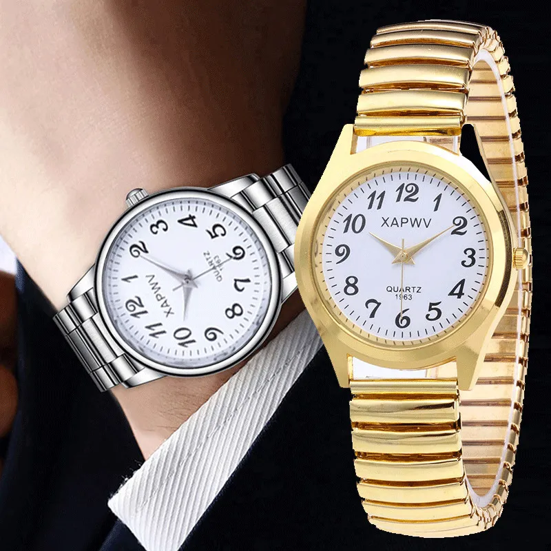 Wristwatches Fashion Women Men Watch Flexible Elastic Band Quartz Wrist Watch Steel Strap Couple Watch Gift 230729