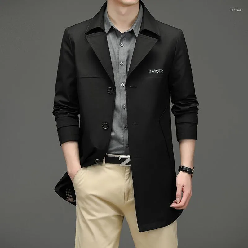 Męskie okopy płaszcze czarny wiatrówki mężczyźni średnia wiosenna jesień młodzież Koreańska wersja