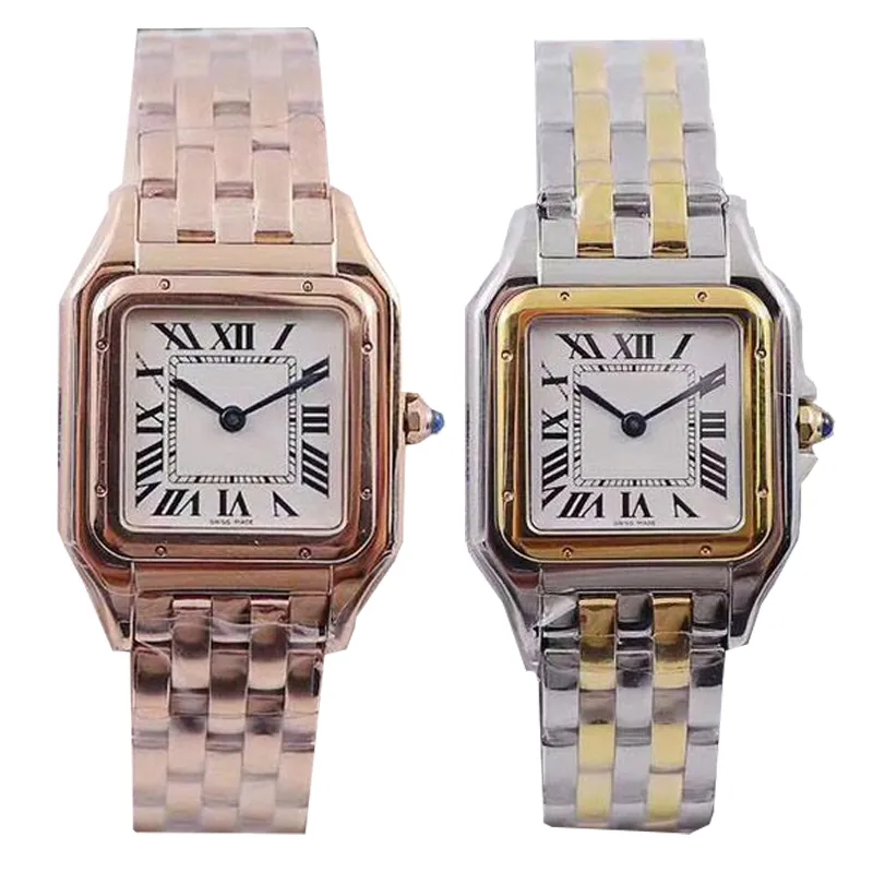 Coppia di orologi da donna rettangolari in oro di alta qualità Panthere 22 27mm Orologio quadrato regalo Classico zaffiro sportivo impermeabile Montre Luxe U1 Oro Sier Color