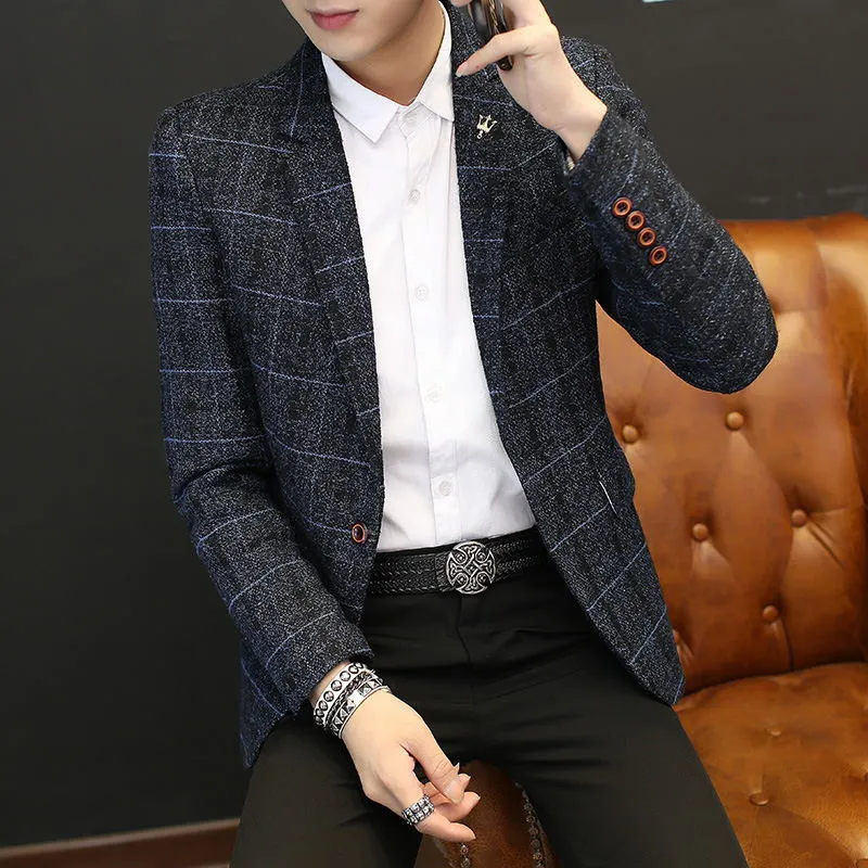 Mens Suits Blazers Men Suit Blazers Jackets Spring Autumn Plaid