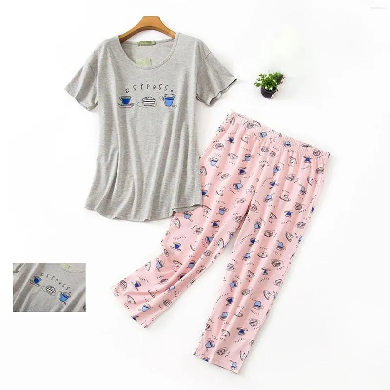 Womens Sleepwear Summer Round Neck Suit Pajamas Short Sleeve Women