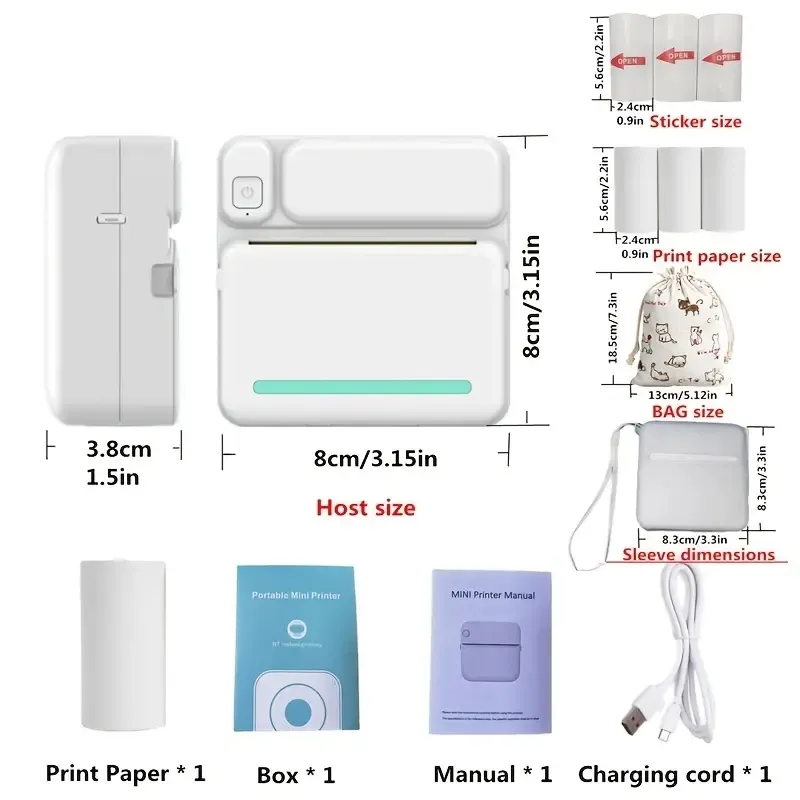 Pocket Small Printer Phomemo M02s Mini Bluetooth Printer 300dpi Handheld  Portable Thermal Label Wrong Title Photo Printer