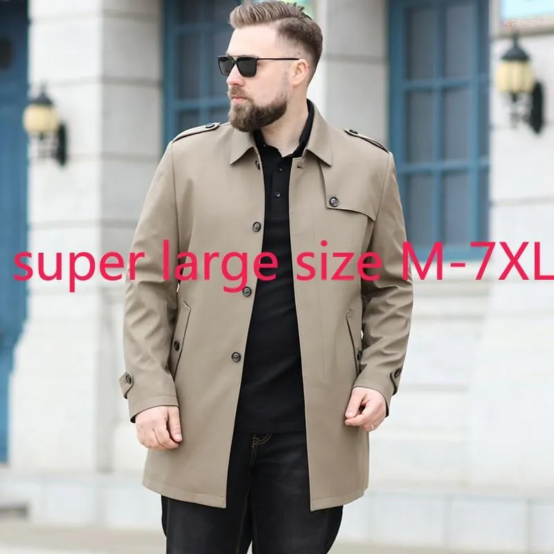 Trench Coats Masculino Chegada Moda Super Grande Masculino Primavera Longo Casual Jaquetão Único Seios de Alta Qualidade Plus Size